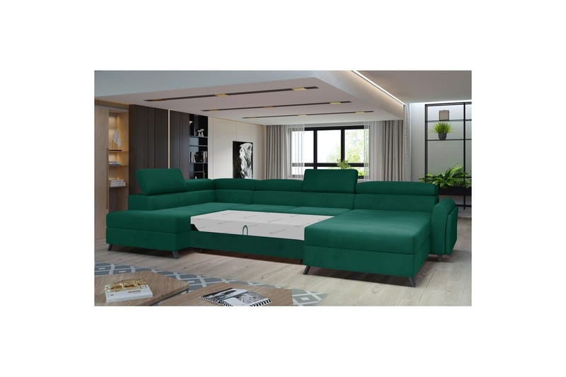 Hörnsoffa Eltap Josette 360x200x92 cm - Monolit 37, Grön, Vänster - Möbler - Soffa - Bäddsoffa