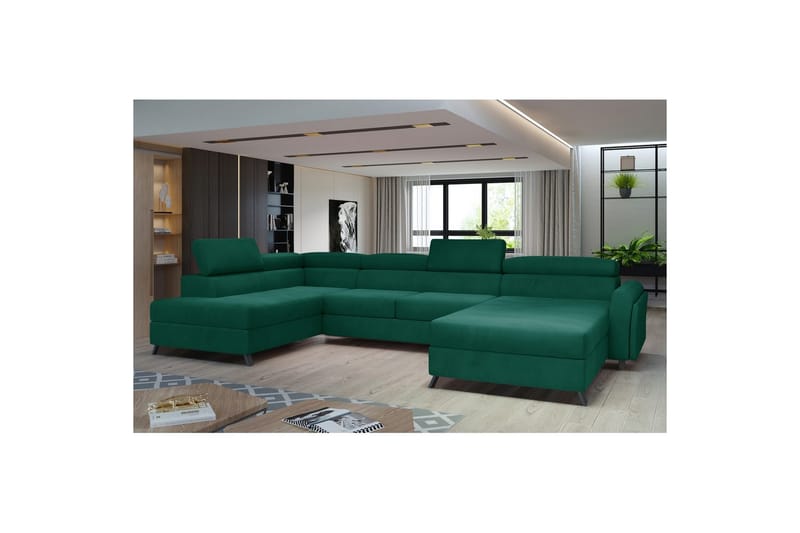 Hörnsoffa Eltap Josette 360x200x92 cm - Monolit 37, Grön, Vänster - Möbler - Soffa - Bäddsoffa