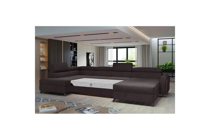 Hörnsoffa Eltap Josette 360x200x92 cm - Monolith 29, Mörk Brun, Vänster - Möbler - Soffa - Bäddsoffa