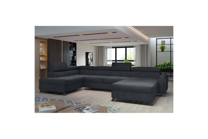 Hörnsoffa Eltap Josette 360x200x92 cm - Monolith 97, Mörkgrå, Vänster - Möbler - Soffa - Bäddsoffa