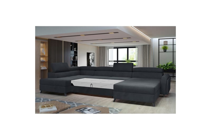 Hörnsoffa Eltap Josette 360x200x92 cm - Monolith 97, Mörkgrå, Vänster - Möbler - Soffa - Bäddsoffa