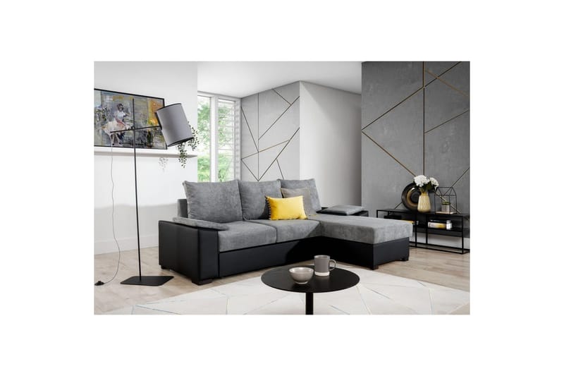 Hörnsoffa Eltap Letto 245x160x90 cm - Omega 13, Soft 11, Grå, Svart - Möbler - Soffa - Bäddsoffa