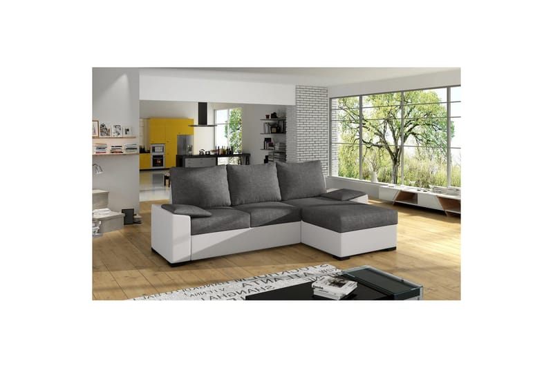 Hörnsoffa Eltap Letto 245x160x90 cm - Sawana 05, Soft 17, Grå, Vit - Möbler - Soffa - Bäddsoffa