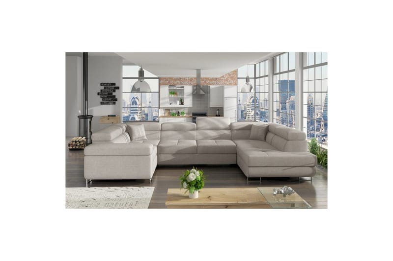 Hörnsoffa Eltap Letto 340x202x90 cm - Överdrag 02, Ljusgrå, Höger - Möbler - Soffa - Bäddsoffa
