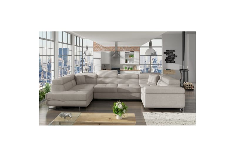 Hörnsoffa Eltap Letto 340x202x90 cm - Överdrag 02, Ljusgrå, Vänster - Möbler - Soffa - Bäddsoffa
