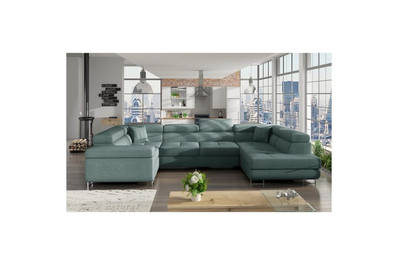 Hörnsoffa Eltap Letto 340x202x90 cm - Överdrag 70, blå, Höger - Möbler - Soffa - Bäddsoffa