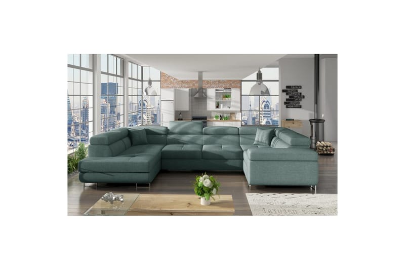 Hörnsoffa Eltap Letto 340x202x90 cm - Överdrag 70, blå, Vänster - Möbler - Soffa - Bäddsoffa