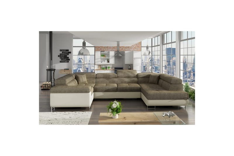 Hörnsoffa Eltap Letto 340x202x90 cm - Berlin 03, Soft 33, Beige, Höger - Möbler - Soffa - Bäddsoffa