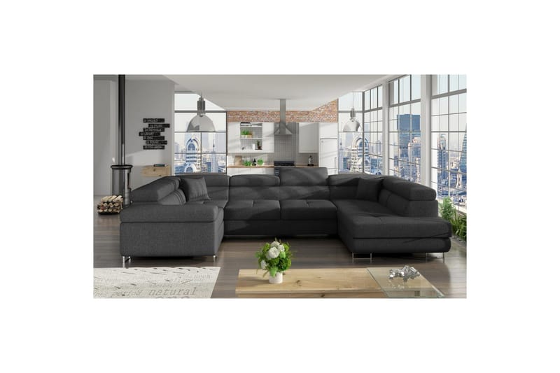 Hörnsoffa Eltap Letto 340x202x90 cm - Inari 96, Mörkgrå, Höger - Möbler - Soffa - Bäddsoffa