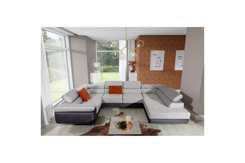 Hörnsoffa Eltap Letto 340x202x90 cm - Monolit 84, Monolit 97, Ljusgrå, Mörkgrå, Höger - Möbler - Soffa - Bäddsoffa