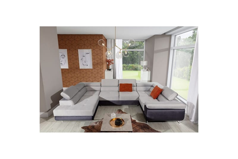 Hörnsoffa Eltap Letto 340x202x90 cm, Monolit 84, Monolit 97, Ljusgrå, Mörkgrå, Vänster