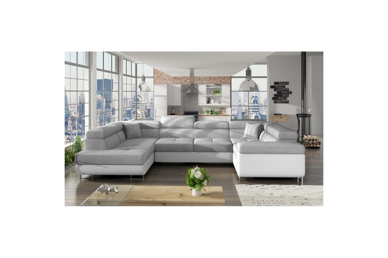 Hörnsoffa Eltap Letto 340x202x90 cm - Sawana 21, Soft 17, Grå, Vit, Vänster - Möbler - Soffa - Bäddsoffa