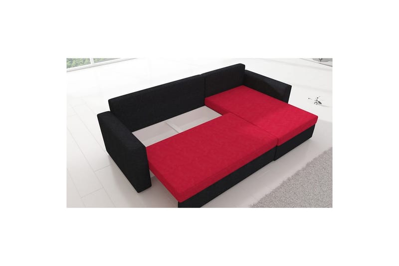 Hörnsoffa Eltap Livio 237x150x72 cm - Alova 04, Alova 46, Svart, Röd - Möbler - Soffa - Bäddsoffa