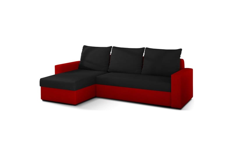 Hörnsoffa Eltap Livio 237x150x72 cm, Alova 04, Alova 46, Svart, Röd