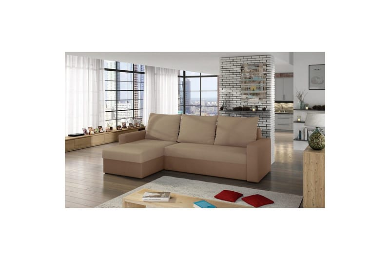 Hörnsoffa Eltap Livio 237x150x72 cm - Alova 07, Alova 66, Beige - Möbler - Soffa - Bäddsoffa