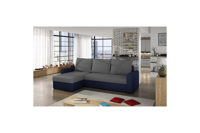 Hörnsoffa Eltap Livio 237x150x72 cm - Alova 10, Alova 79, Grå, Blå - Möbler - Soffa - Bäddsoffa