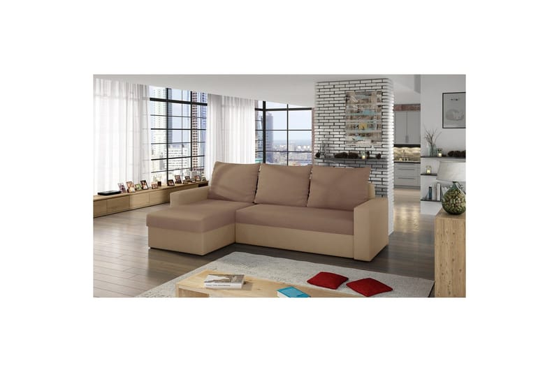 Hörnsoffa Eltap Livio 237x150x72 cm - Alova 66, Alova 07, Beige - Möbler - Soffa - Bäddsoffa