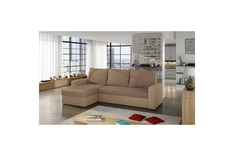 Hörnsoffa Eltap Livio 237x150x72 cm - Alova 66, Alova 07, Beige - Möbler - Soffa - Bäddsoffa