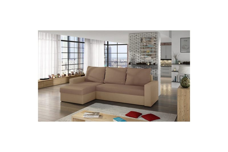 Hörnsoffa Eltap Livio 237x150x72 cm - Alova 66, Alova 07, Beige - Möbler - Soffa - Bäddsoffa