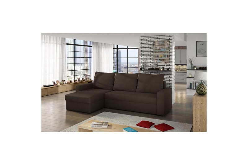 Hörnsoffa Eltap Livio 237x150x72 cm - Alova 67, Brun - Möbler - Soffa - Bäddsoffa