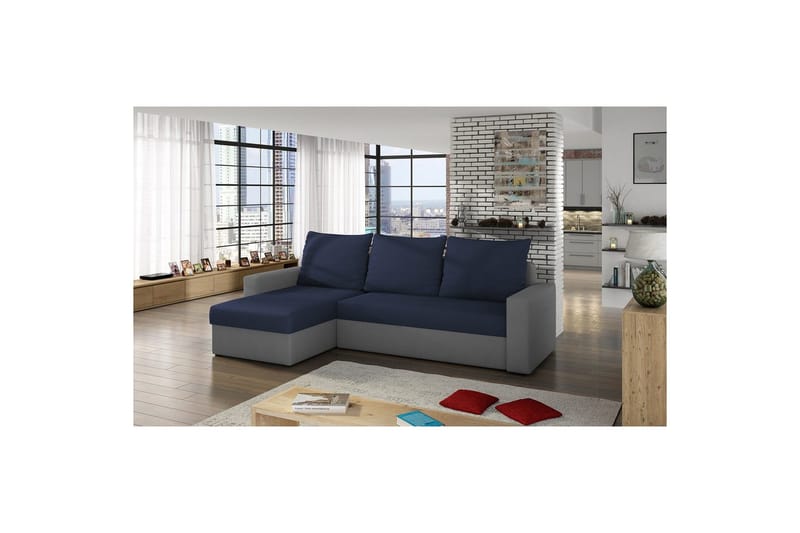 Hörnsoffa Eltap Livio 237x150x72 cm - Alova 79, Alova 10, Blå, Grå - Möbler - Soffa - Bäddsoffa