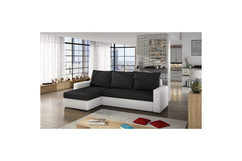 Hörnsoffa Eltap Livio 237x150x72 cm - Sawana 14, Soft 17, Svart, Vit - Möbler - Soffa - Bäddsoffa