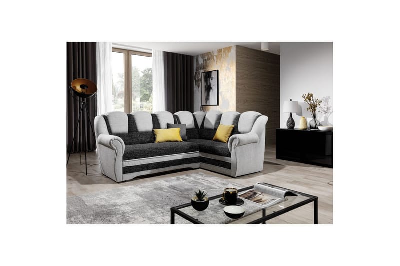 Hörnsoffa Eltap Lord II 243x195x112 cm - Berlin 02, Berlin 10, Svart, Grå, Höger - Möbler - Soffa - Bäddsoffa