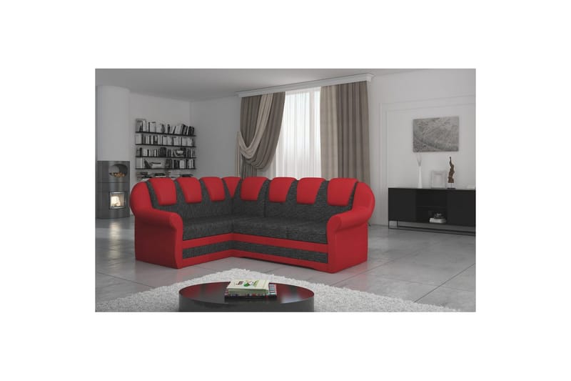 Hörnsoffa Eltap Lord II 243x195x112 cm, Berlin 02, Soft 10, Svart, Röd, Vänster