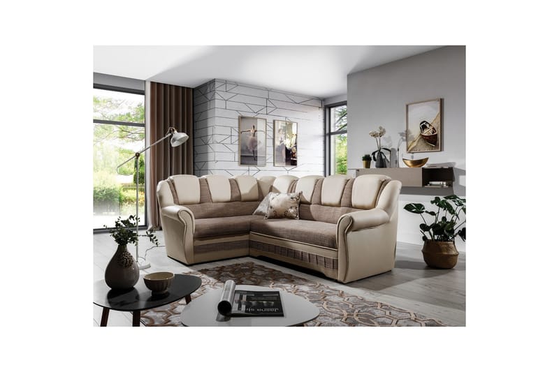 Hörnsoffa Eltap Lord II 243x195x112 cm - Berlin 03, Soft 33, Beige, Vänster - Möbler - Soffa - Bäddsoffa