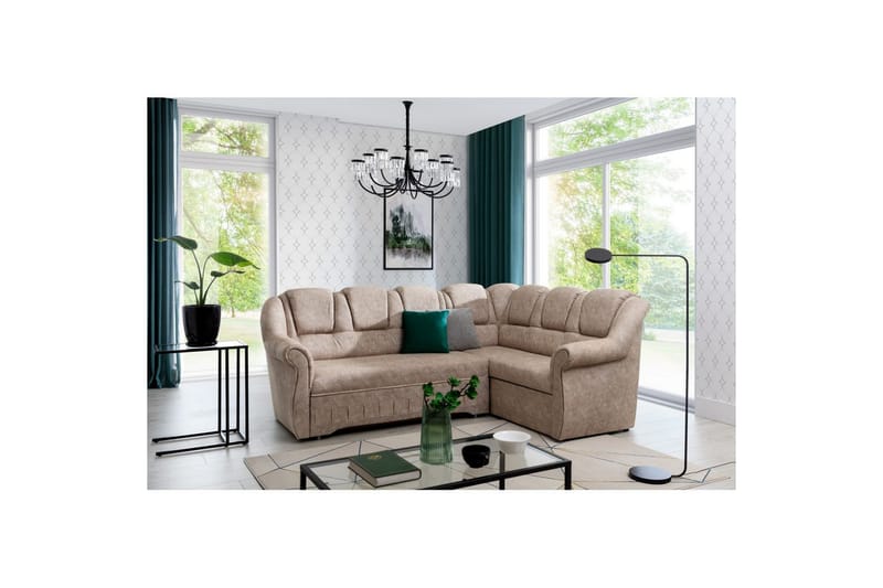 Hörnsoffa Eltap Lord II 243x195x112 cm - Dora 21, Beige, Höger - Möbler - Soffa - Bäddsoffa
