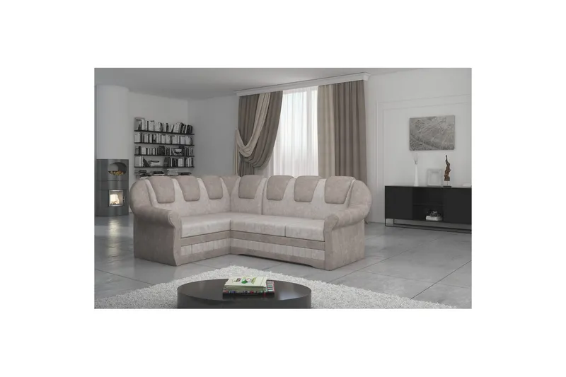 Hörnsoffa Eltap Lord II 243x195x112 cm - Dora 21, Dora 22, Beige, Brun, Vänster - Möbler - Soffa - Bäddsoffa