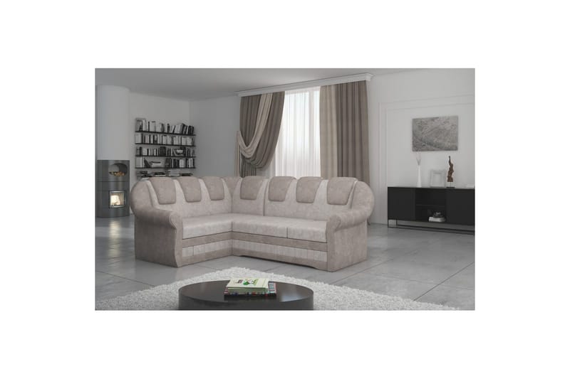 Hörnsoffa Eltap Lord II 243x195x112 cm - Dora 21, Dora 22, Beige, Brun, Vänster - Möbler - Soffa - Bäddsoffa