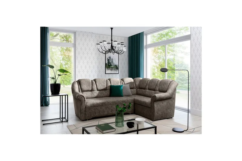 Hörnsoffa Eltap Lord II 243x195x112 cm - Dora 22, Brun, Höger - Möbler - Soffa - Bäddsoffa