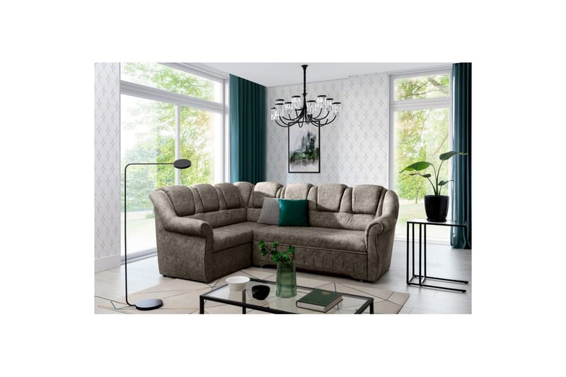 Hörnsoffa Eltap Lord II 243x195x112 cm - Dora 22, Brun, Vänster - Möbler - Soffa - Bäddsoffa