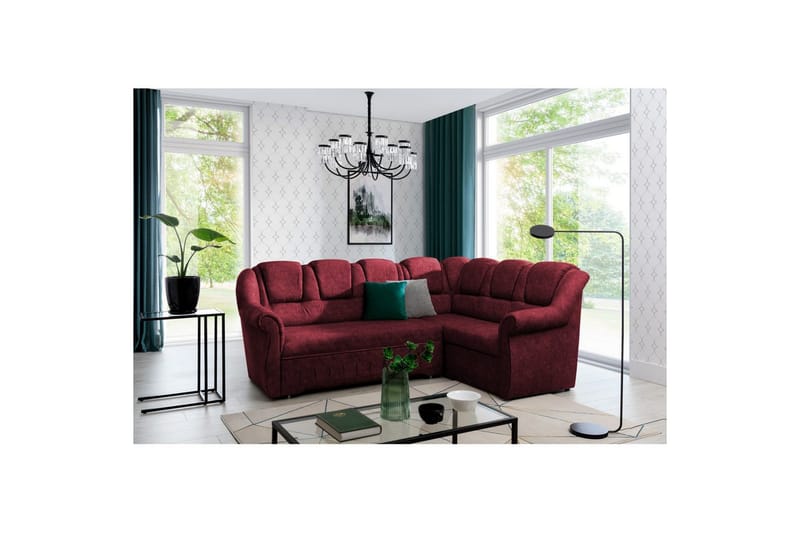 Hörnsoffa Eltap Lord II 243x195x112 cm - Dora 63, Röd, Höger - Möbler - Soffa - Bäddsoffa