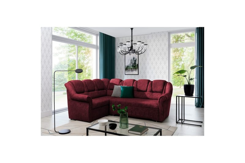 Hörnsoffa Eltap Lord II 243x195x112 cm - Dora 63, Röd, Vänster - Möbler - Soffa - Bäddsoffa