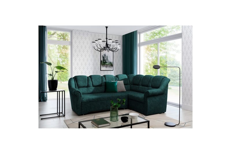 Hörnsoffa Eltap Lord II 243x195x112 cm - Dora 85, Mörkgrön, Höger - Möbler - Soffa - Bäddsoffa