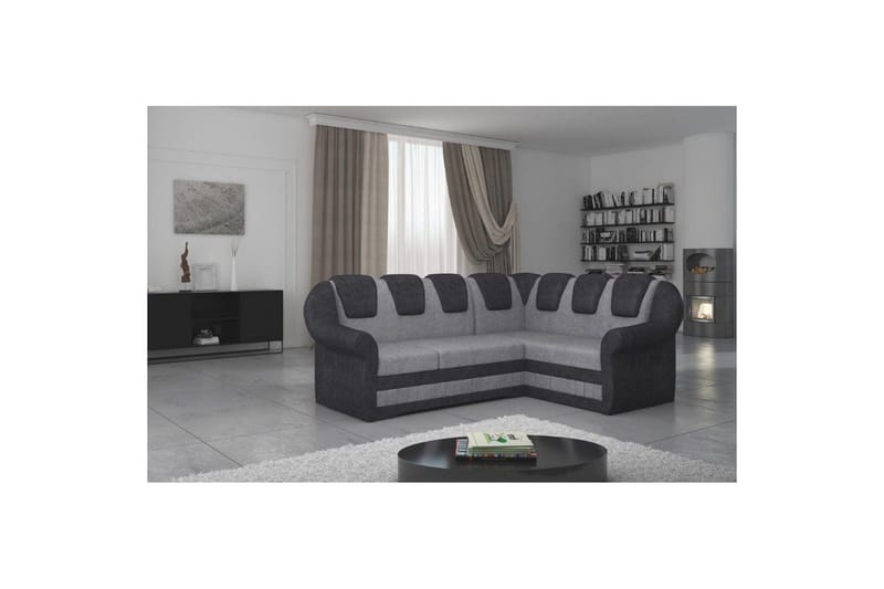 Hörnsoffa Eltap Lord II 243x195x112 cm, Dora 90, Dora 96, Grå, Svart, Höger