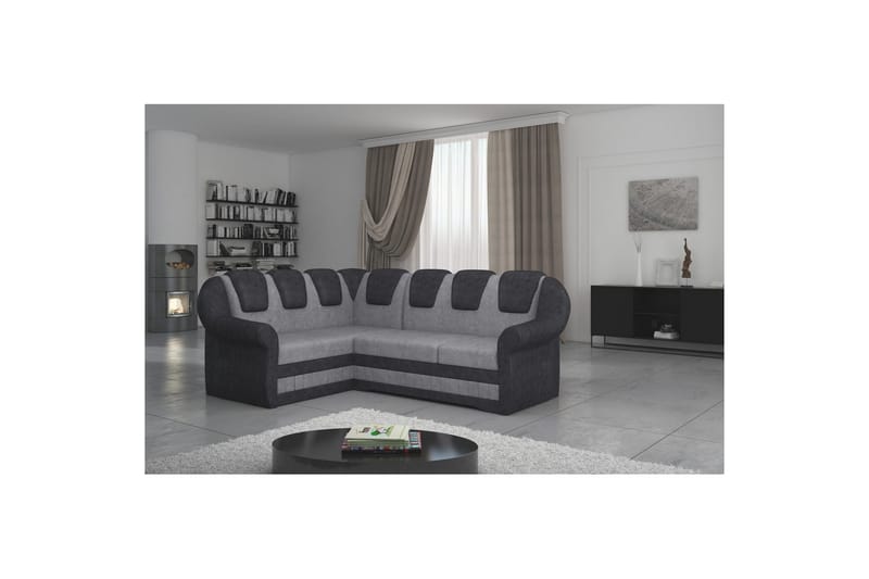 Hörnsoffa Eltap Lord II 243x195x112 cm - Dora 90, Dora 96, Grå, Svart, Vänster - Möbler - Soffa - Bäddsoffa