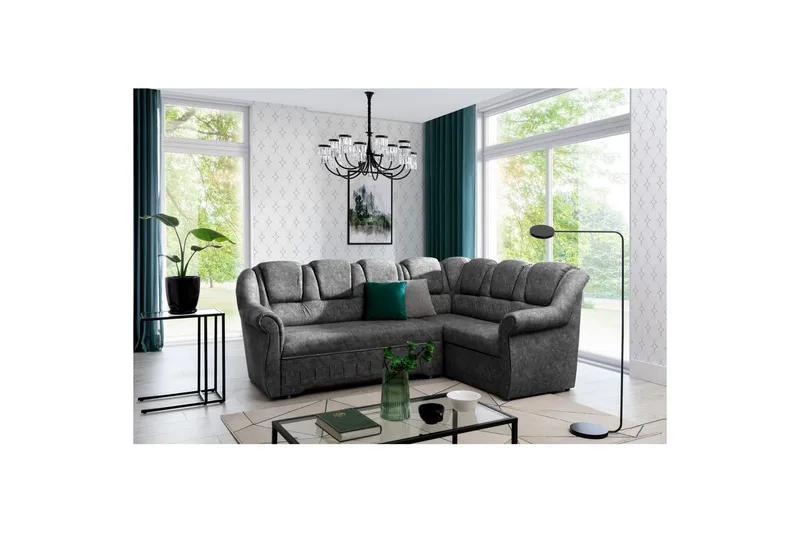 Hörnsoffa Eltap Lord II 243x195x112 cm - Dora 90, Grå, Höger - Möbler - Soffa - Bäddsoffa