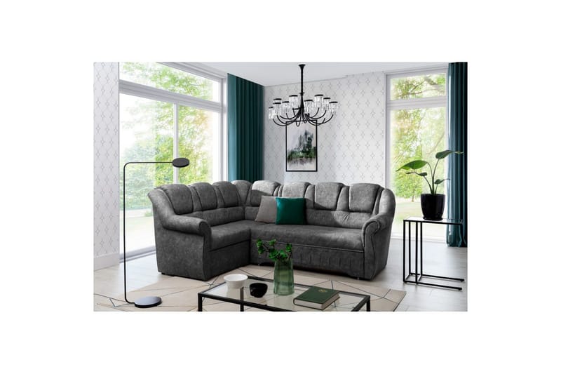 Hörnsoffa Eltap Lord II 243x195x112 cm - Dora 90, Grå, Vänster - Möbler - Soffa - Bäddsoffa