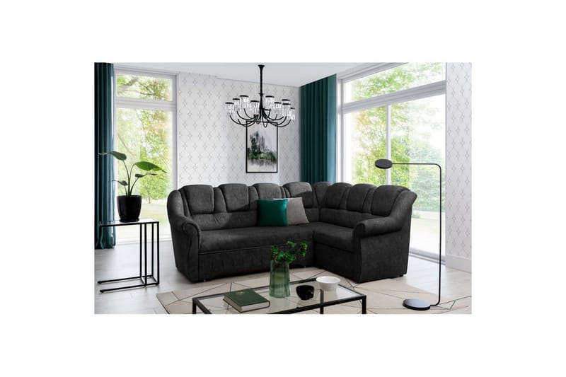 Hörnsoffa Eltap Lord II 243x195x112 cm - Dora 95, Mörkgrå, Höger - Möbler - Soffa - Bäddsoffa