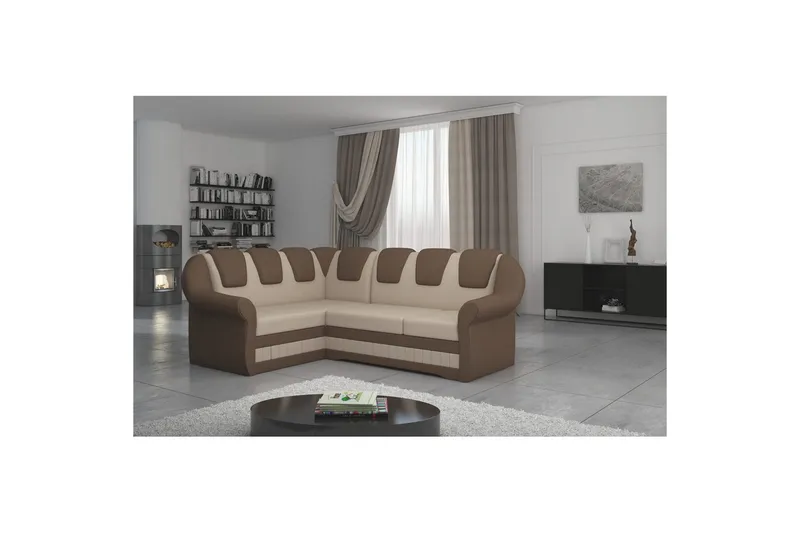 Hörnsoffa Eltap Lord II 243x195x112 cm, Jasmine 22, Soft 15, Beige, Brun, Vänster