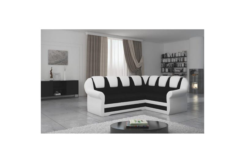 Hörnsoffa Eltap Lord II 243x195x112 cm - Sawana 14, Soft 17, Svart, Vit, Höger - Möbler - Soffa - Bäddsoffa