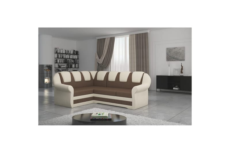 Hörnsoffa Eltap Lord II 243x195x112 cm - Soft 15, Soft 33, Brun, Beige, Vänster - Möbler - Soffa - Bäddsoffa