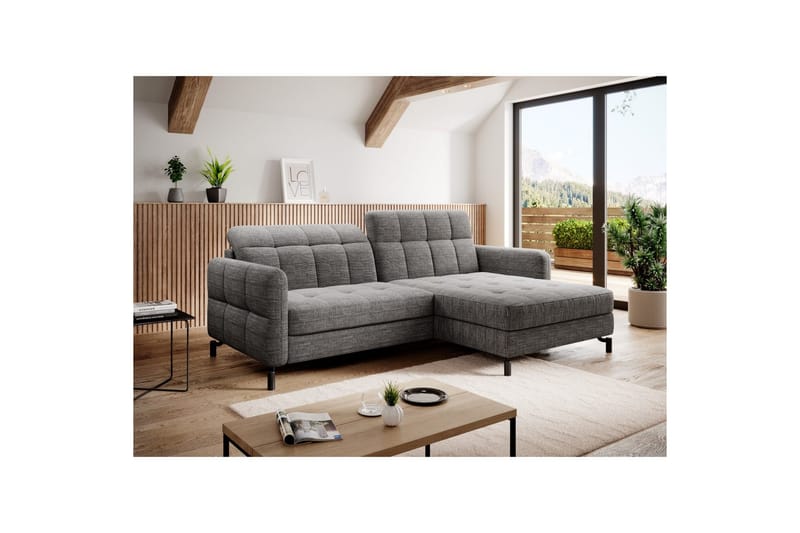 Hörnsoffa Eltap Lorelle 225x160x105 cm - Berlin 01, Grå, Höger - Möbler - Soffa - Bäddsoffa