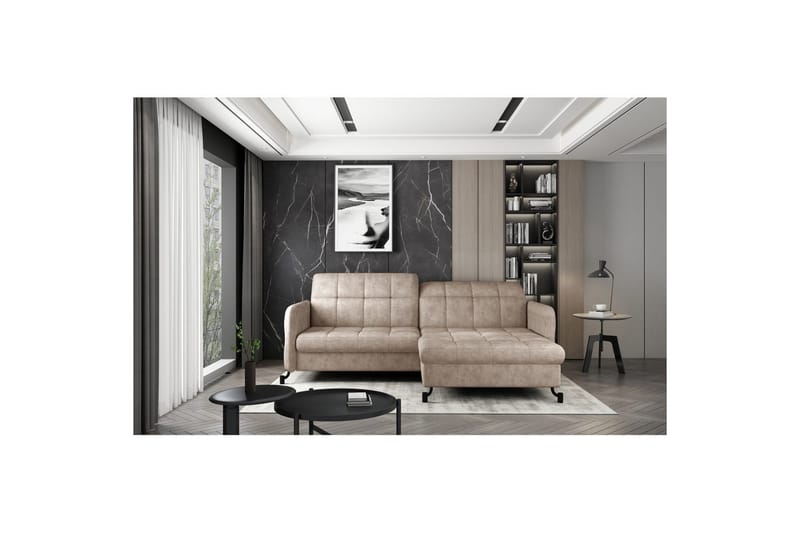 Hörnsoffa Eltap Lorelle 225x160x105 cm - Dora 21, Beige, Höger - Möbler - Soffa - Bäddsoffa