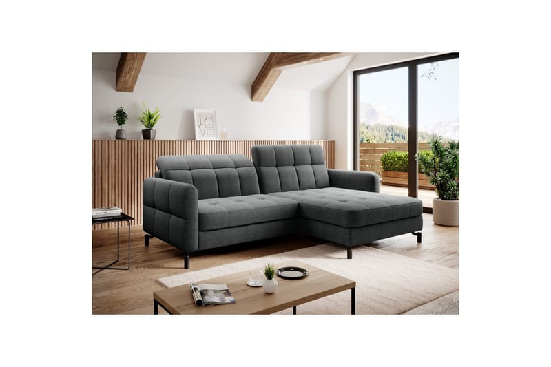 Hörnsoffa Eltap Lorelle 225x160x105 cm - Inari 96, Mörkgrå, Höger - Möbler - Soffa - Bäddsoffa