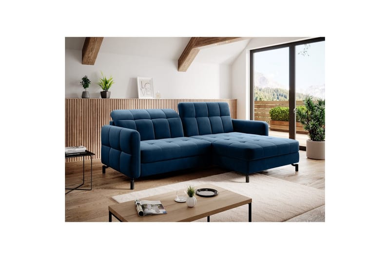 Hörnsoffa Eltap Lorelle 225x160x105 cm - Kronos 09, Mörkblå, Höger - Möbler - Soffa - Bäddsoffa