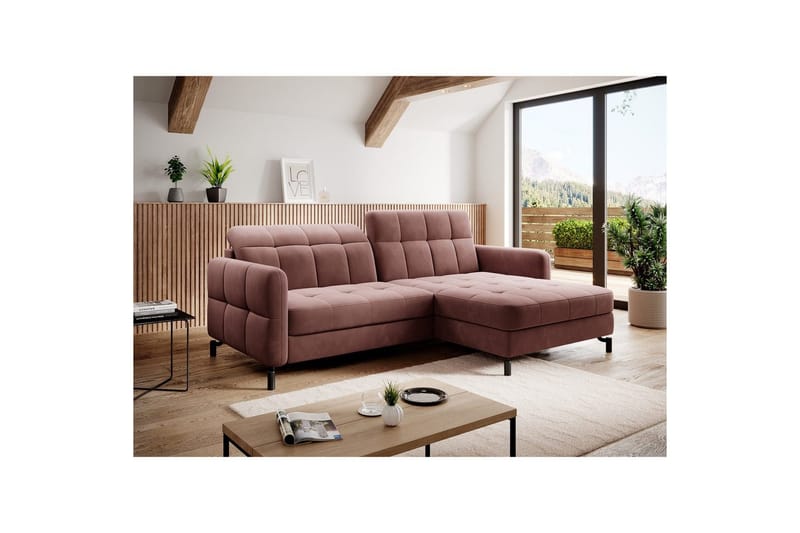 Hörnsoffa Eltap Lorelle 225x160x105 cm - Kronos 29, Rosa, Höger - Möbler - Soffa - Bäddsoffa